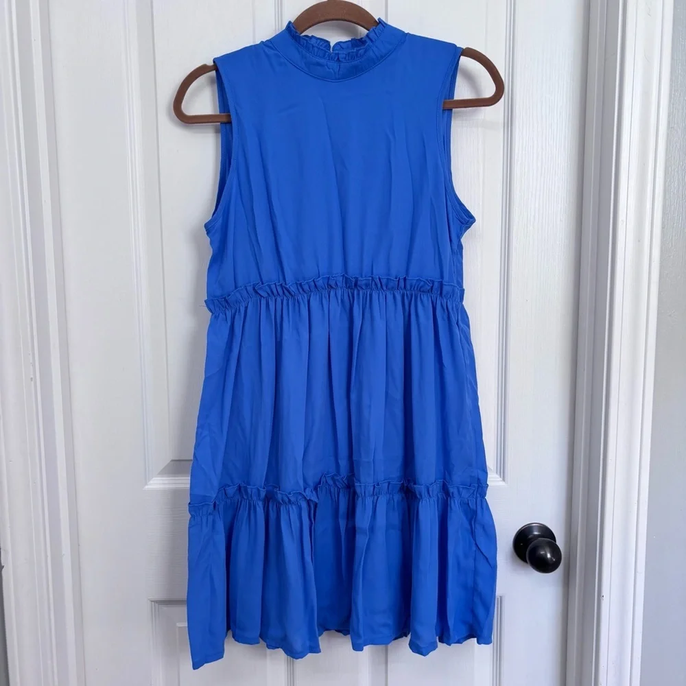Blue Tiered Ruffle Dress | RACHEAL S - Picture 1 of 11